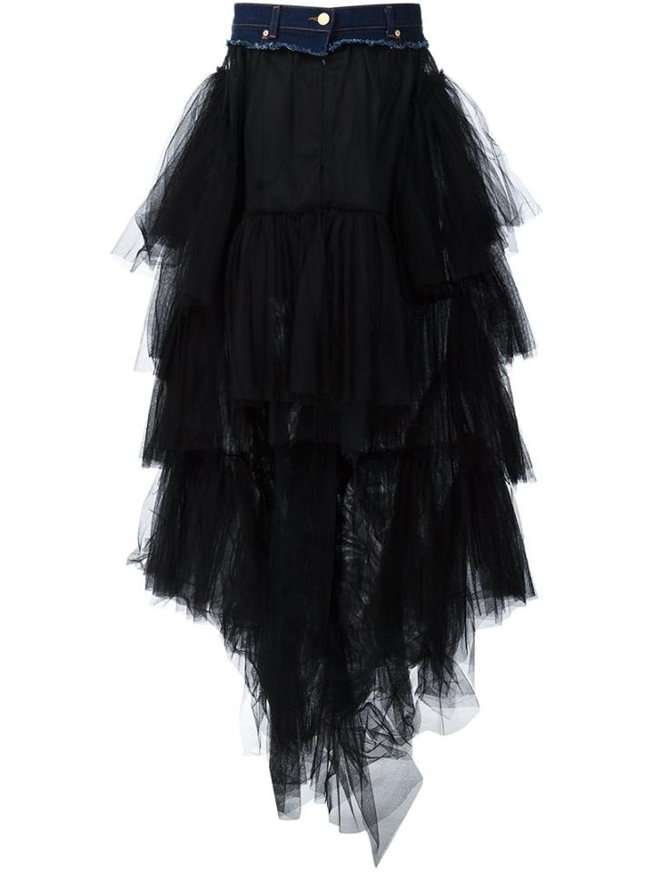 Natasha Zinko Asymmetric Tulle Skirt, Women's, Size: 38, Blue, Cotton/polyamide