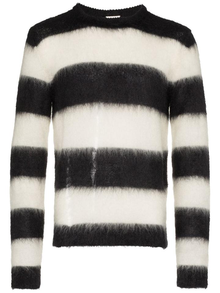 Saint Laurent Stripe Knit Wool Jumper - Black