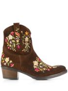 Blugirl Floral Embroidered Boots - Brown
