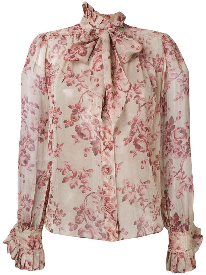 Zimmermann Floral Long-sleeve Blouse - Nude & Neutrals