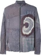 By Walid - Crochet Insert Zipped Jacket - Men - Cotton - Xl, Grey, Cotton