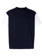 Neil Barrett Contrast Sleeve T-shirt, Women's, Size: Large, Blue, Cotton