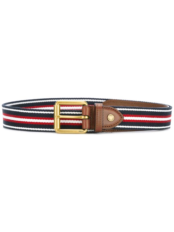 Polo Ralph Lauren Striped Belt, Men's, Size: 90, Blue, Acrylic/calf Leather