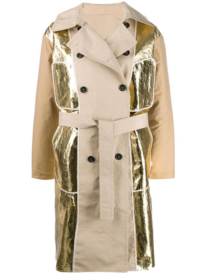 Nº21 Metallic Panels Trench Coat - Brown