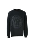 Versus Logo Print Sweatshirt, Men's, Size: L, Black, Cotton/polyester/spandex/elastane