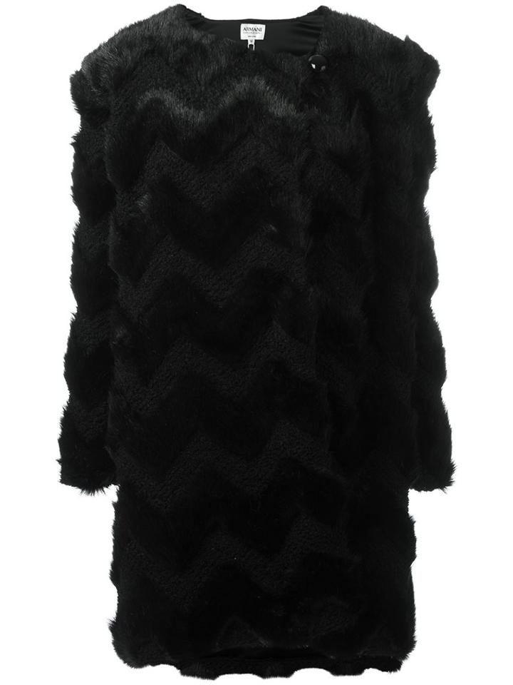 Armani Collezioni 'eco Fur' Coat, Women's, Size: 40, Black, Modacrylic/acrylic/polyester/spandex/elastane