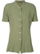 Giorgio Armani Vintage Mandarin Collar Shortsleeved Shirt - Green