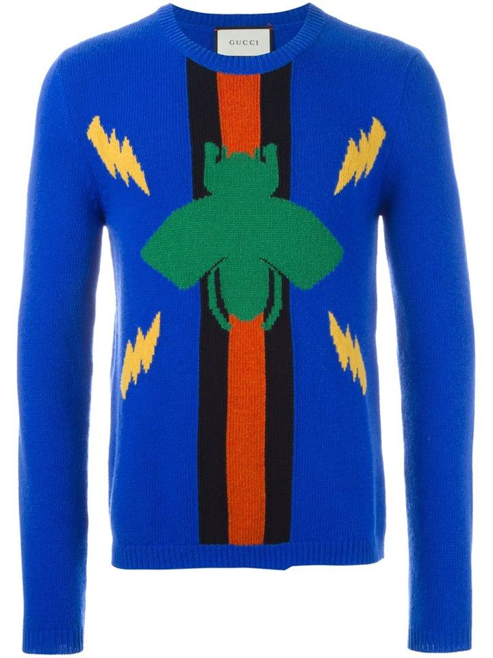 Gucci Bug Motif Sweater, Men's, Size: Xl, Blue, Wool