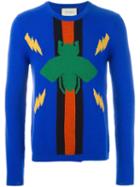Gucci Bug Motif Sweater, Men's, Size: Xl, Blue, Wool