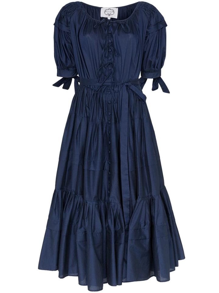 Evi Grintela Franca Puff Sleeve Tiered Dress - Blue