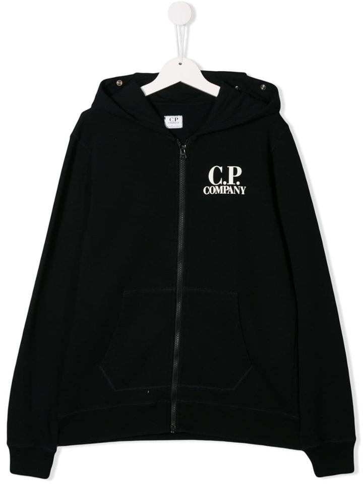 Cp Company Kids Kangaroo Pocket Printed Hoodie - Blue