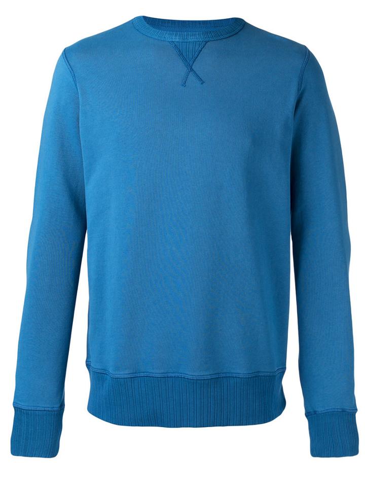 Doppiaa Ribbed Trim Sweatshirt, Men's, Size: Large, Blue, Cotton