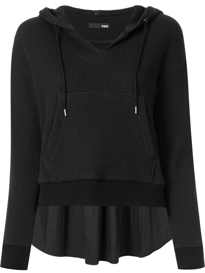 Frei Ea Elongated Back Cropped Hoodie - Black