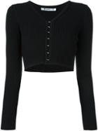 T By Alexander Wang Stripe Effect Cardigan, Women's, Size: Small, Black, Nylon/spandex/elastane/viscose