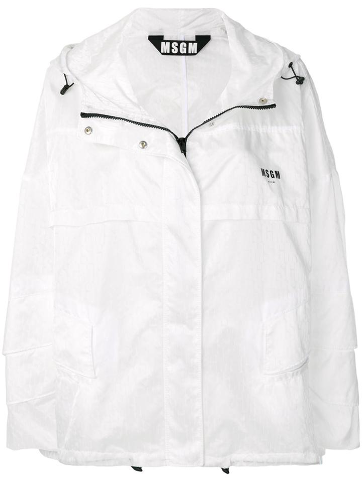 Msgm Hooded Windbreaker - White