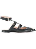 Red Valentino Studded Pointed Ankle Strap Shoes - Black