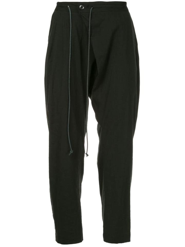 Kazuyuki Kumagai Drop Crotch Drawstring Trousers - Black