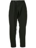 Kazuyuki Kumagai Drop Crotch Drawstring Trousers - Black