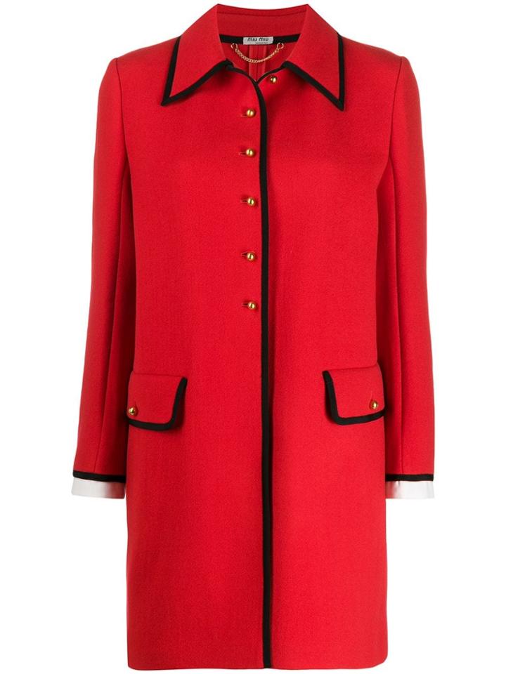 Miu Miu Single-breasted Coat - Red