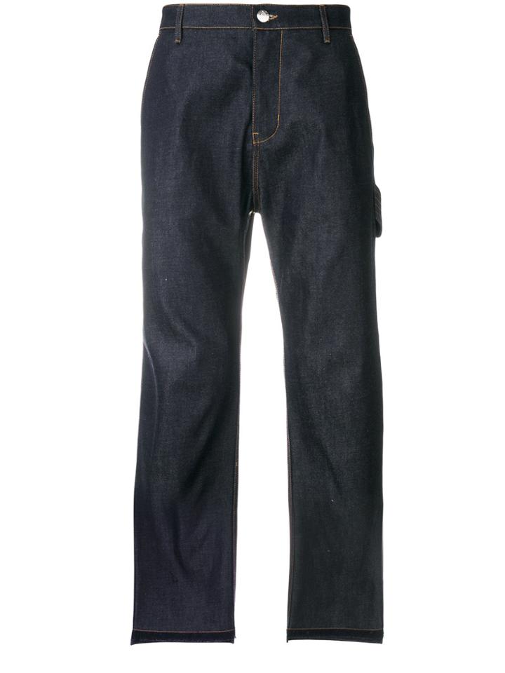 Helmut Lang Frayed Cropped Jeans - Blue