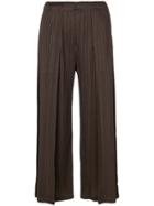 Pleats Please By Issey Miyake Cropped Palazzo Trousers - Brown