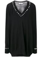 Givenchy - Faux Pearl Trim Jumper - Women - Wool/silk/cashmere - Xs, Black, Wool/silk/cashmere