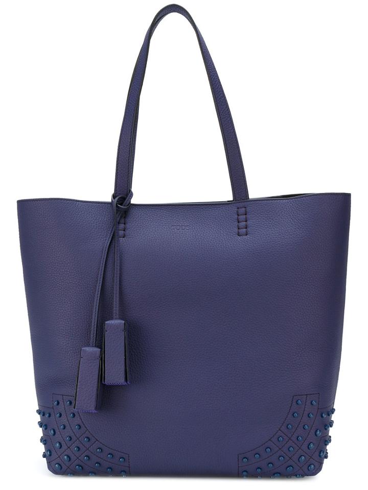Tod's - Enamel Stud Tote Bag - Women - Leather - One Size, Blue, Leather