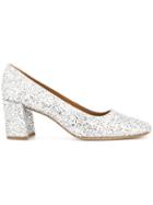 Mansur Gavriel Glitter Square Toe Pumps - Silver
