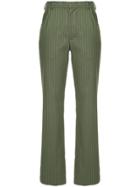 Matin Pinstripe Straight Trousers - Green