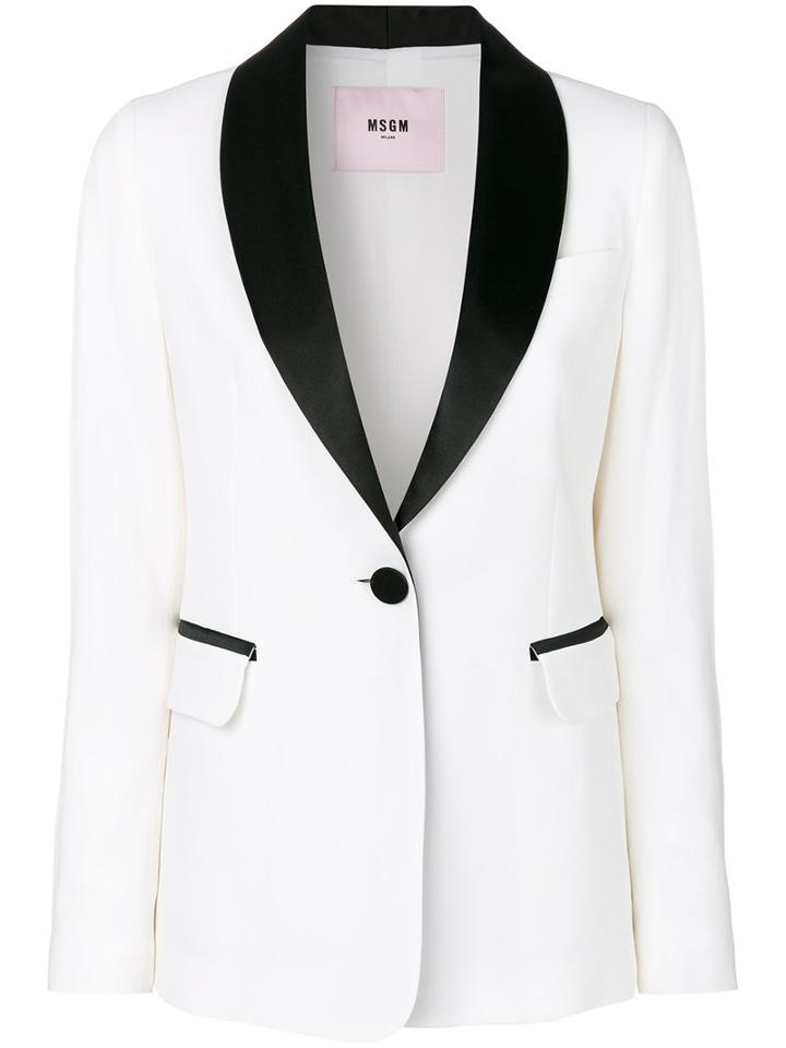Msgm - Scoop Neck Blazer - Women - Acetate/viscose - 42, White, Acetate/viscose