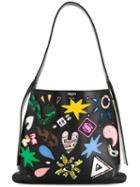 Kenzo - 'kombo' Mini Patched Bag - Women - Cotton/goat Skin/leather/silicones - One Size, Women's, Black, Cotton/goat Skin/leather/silicones
