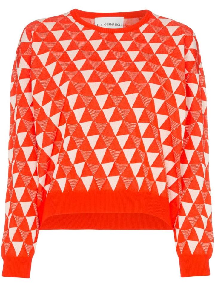 Rudi Gernreich Geometric Print Cotton Blend Jumper - White