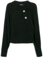 Balmain Buttoned Batwing Sweater - Black