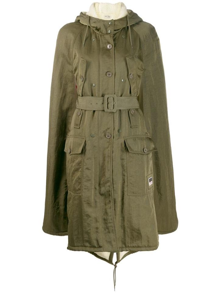 Miu Miu Hooded Military Cape - Green