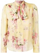 Twin-set Pussy Bow Floral Blouse - Yellow