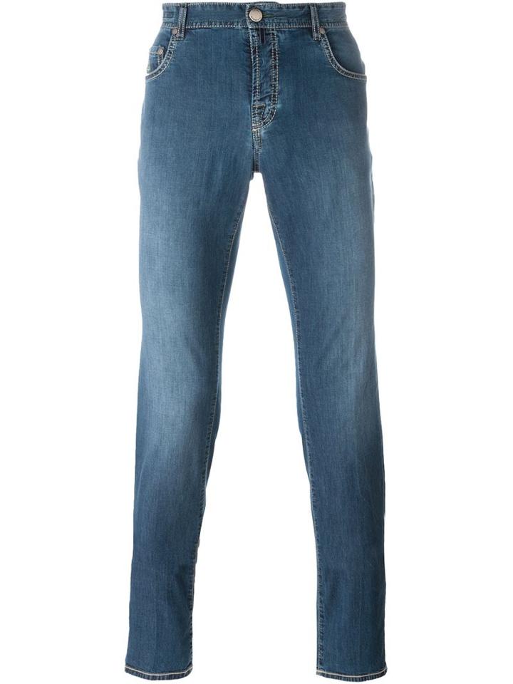 Borrelli Slim Fit Jeans, Men's, Size: 31, Blue, Spandex/elastane/polyester/cotton