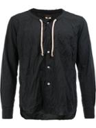 Comme Des Garçons Homme Plus Collarless Drawstring Shirt, Men's, Size: Small, Black, Polyester