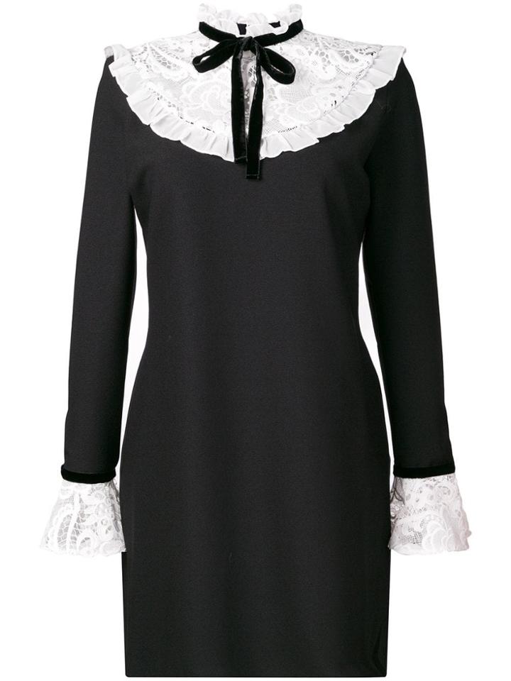 Perseverance London Lace Panel Shift Dress - Black