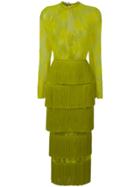 Daizy Shely Fringe Tiered Lace Dress - Yellow & Orange