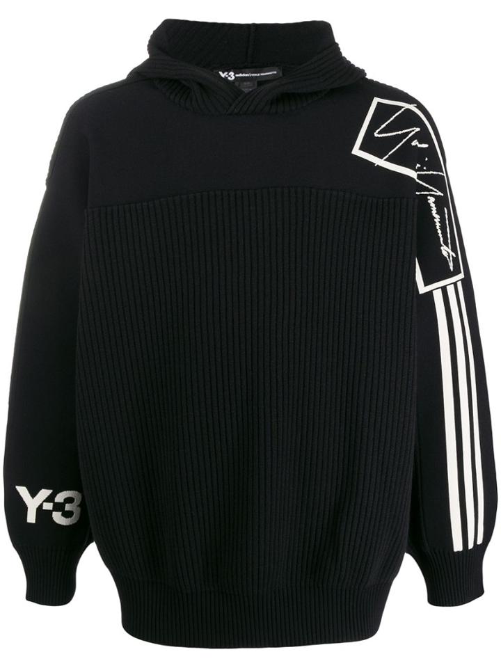 Y-3 Ribbed Knit Hoodie - Black
