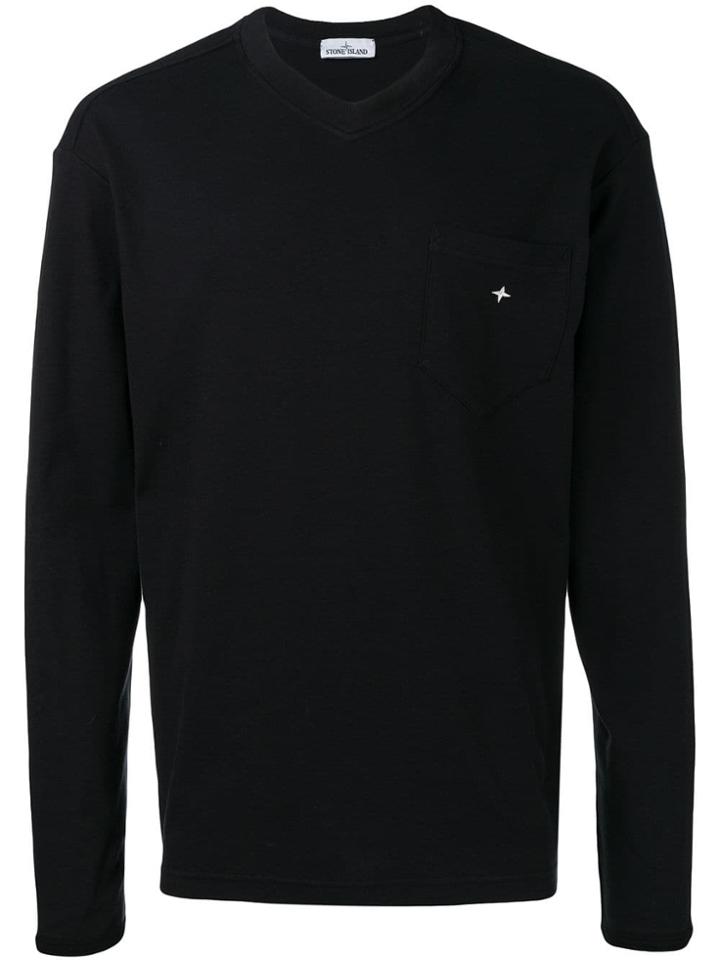 Stone Island Logo Embroidered Sweatshirt - Black