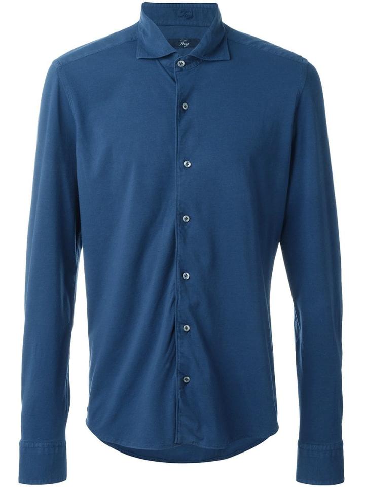 Fay 'piquet' Fitted Button Down Shirt - Blue