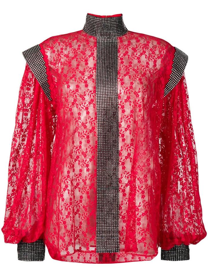 Christopher Kane Crystal Lace Blouse - Red