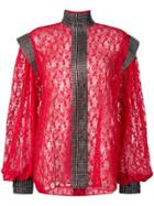 Christopher Kane Crystal Lace Blouse - Red