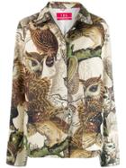 F.r.s For Restless Sleepers Owl Print Jacket - Neutrals