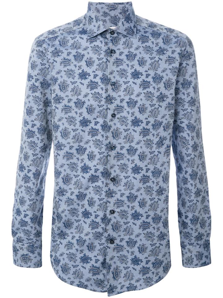 Etro Textured Pattern Collared Shirt - Blue