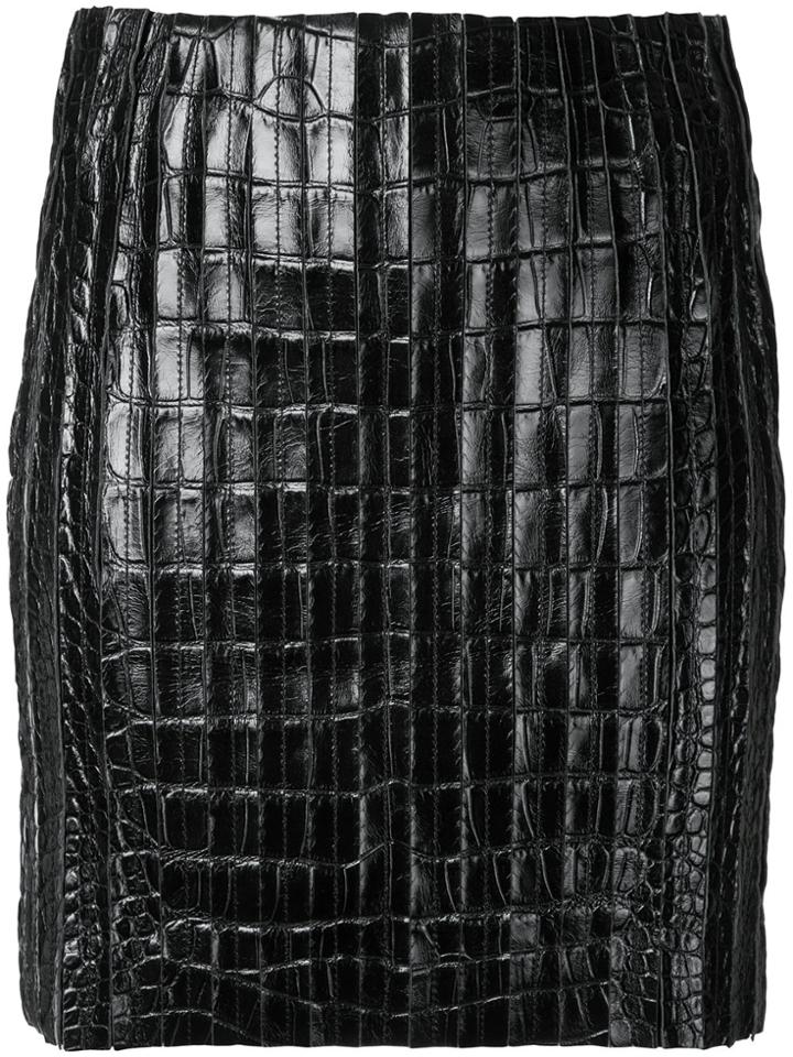 Mugler Crocodile Effect Mini Skirt - Black