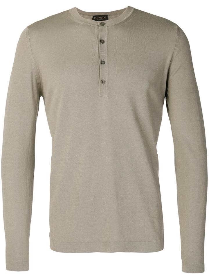 Dell'oglio Knitted Henley Top - Grey