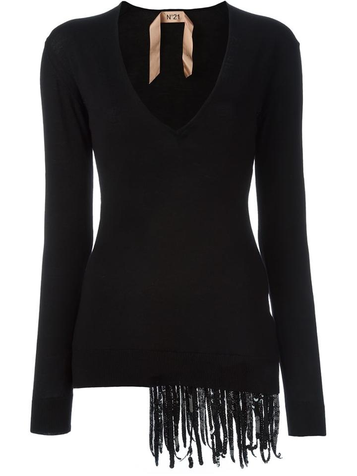 No21 Sequin Fringed Sweater