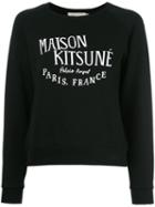 Maison Kitsuné Logo Print Sweatshirt, Women's, Size: Large, Black, Cotton